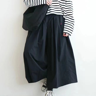 百搭洋气速干潮牌宽松阔腿裤 日系24秋冬上新腰带大版 裙裤