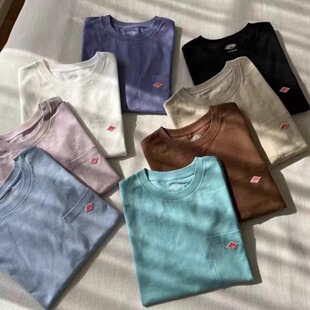 日系25夏季新款DANTON前口袋刺绣纯色简约百搭休闲圆领短袖T恤