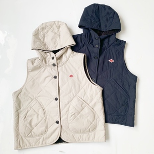 日系25秋冬新款Danton菱格内绒保暖休闲百搭连帽无袖外套马甲