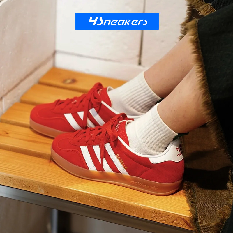 ADIDAS三叶草 GAZELLE INDOOR白蓝红色条纹复古T头拼接板鞋德训鞋,运动鞋new,板鞋,淘宝优惠券,粉丝福利购,淘宝优惠卷