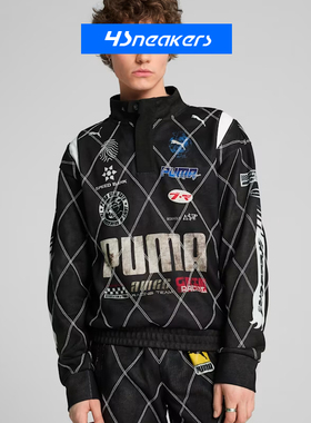 PUMA X A$AP ROCKY INHALE赛车印花logo带手套长袖骑行服做旧卫衣