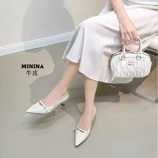 真皮瓢鞋 不累脚配裙子巨舒适4cm小细跟法式 广州船鞋 夏 女尖头时尚