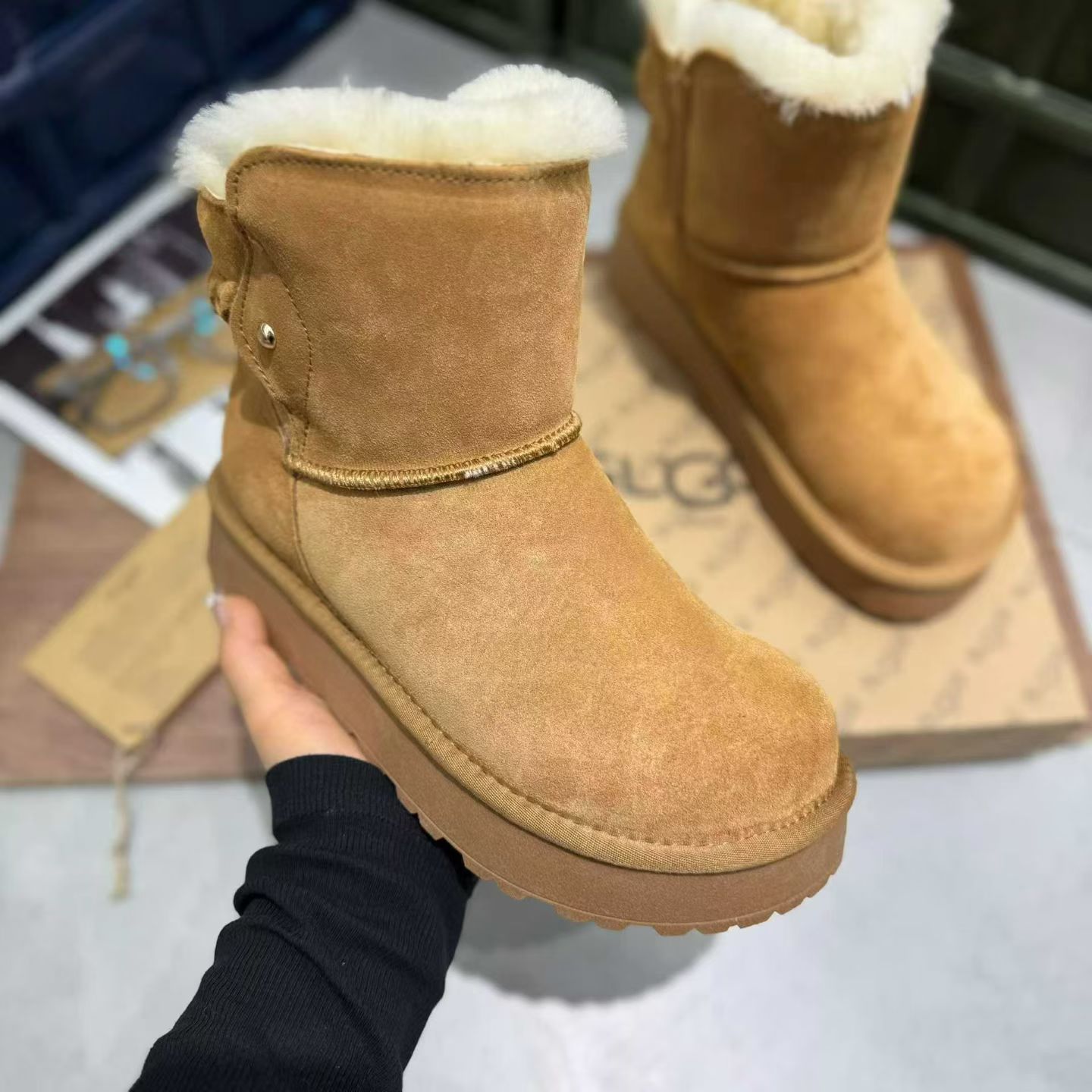 纯皮羊毛雪地靴防滑加厚保暖高端