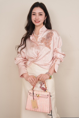 YEERANDMORE 2025年春夏新款女装时尚百搭衬衫女长袖立体花朵上衣