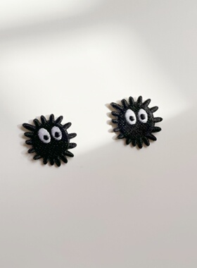 小众黑色煤球胸针 可爱卡通刺绣小炭球别针衣服包包配饰装饰品