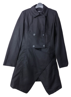 SD女士时尚休闲设计感不规则下摆双排扣风衣外套1868