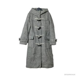1841 粗纺呢连帽大衣外套厚款 圣迪家正品 折扣女士牛角扣设计经典