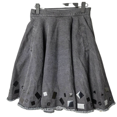 圣迪贴片装饰松紧腰牛仔半身裙