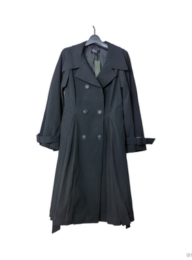 SD正品折扣女士英伦风休闲大衣系带收腰褶皱西装领长款风衣1801