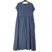 04SD正品 纯棉褶皱连衣裙1204 休闲风宽松圆领短袖 女士时尚 经典