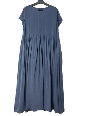 04SD正品女士时尚经典休闲风宽松圆领短袖纯棉褶皱连衣裙1204