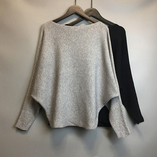 品牌女式新款一字领蝙蝠衫