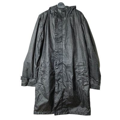 男士做旧宽松中长款连帽风衣外套