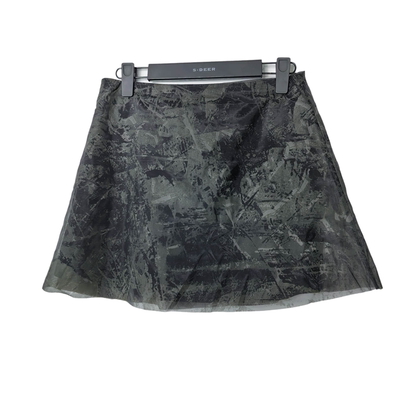 圣迪复古印花欧根纱半身裙短裙