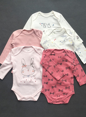 mamaspapas婴儿包屁衣男女宝宝纯棉连体春秋长袖初生新生儿三角衣