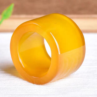天然玛瑙玉髓扳指男女款玉石指环宫廷戒指红玛瑙黄玉髓绿色黑色玉