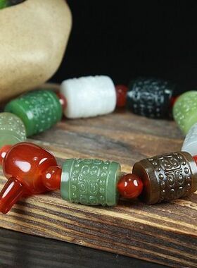 天然玉石正品八宝手链仿古