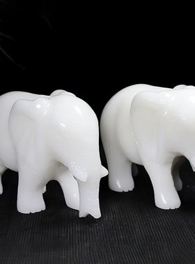 天然阿富汗白玉大象摆件招财客厅玄关吸水象商铺开业家居玉石饰品