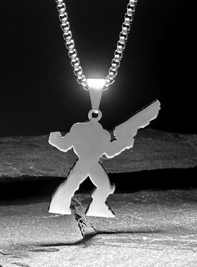战锤机枪兵吊坠项链钛钢饰品