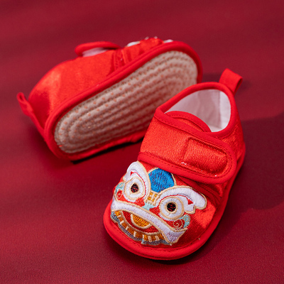 虎头鞋婴儿鞋子小月龄宝宝鞋0到6个月红色周岁鞋子男宝宝抓周秋冬