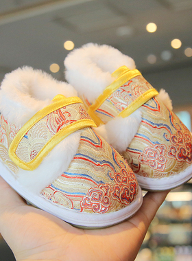 2026宝宝新年鞋婴儿手工棉鞋儿童过年鞋子冬季男童汉服鞋千层底女