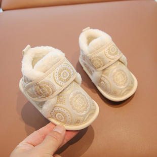 12个月宝宝软底鞋 周岁鞋 子男冬季 女 婴儿鞋 加绒保暖棉鞋 子秋冬款