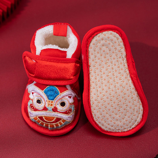 秋冬季虎头鞋婴儿1周岁宝宝抓周鞋红色加绒保暖棉鞋百天宝宝鞋男