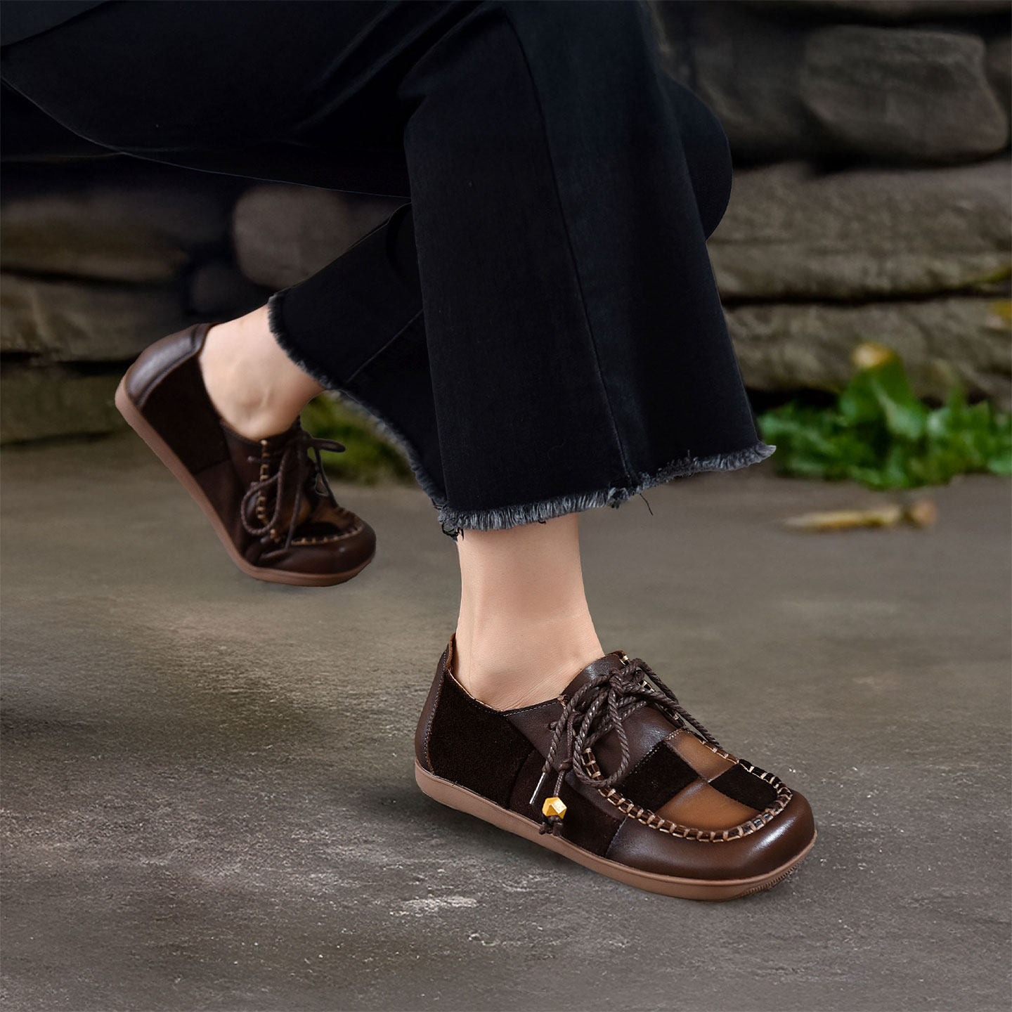 四起哥2026春秋新款头层牛皮时尚百搭厚底真皮休闲鞋女轻奢运动鞋