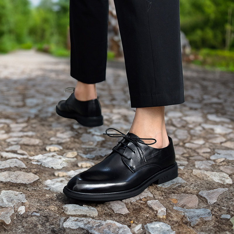 四起哥2024春夏新款男士鞋头层牛皮休闲皮鞋手工真皮百搭商务男鞋