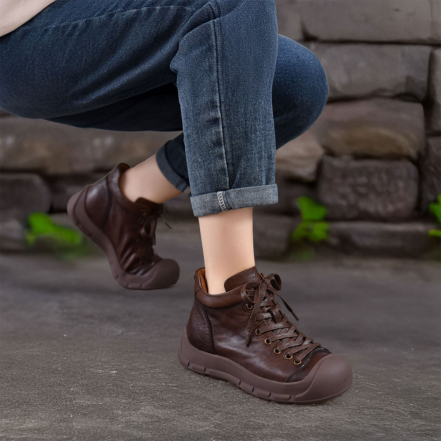 四起哥2025秋季头层牛皮马丁靴女