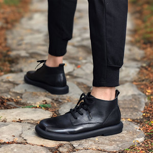 四起哥2023秋冬帅气男靴子头层牛皮男士鞋手工真皮短靴休闲高帮鞋