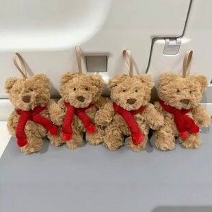 跨境jc同款围巾熊挂件毛绒玩偶挂饰钥匙扣可爱