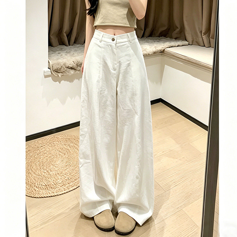 宽松休闲慵懒亚麻阔腿裤子