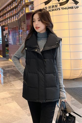 马夹马甲女秋冬季外穿白鸭绒背心