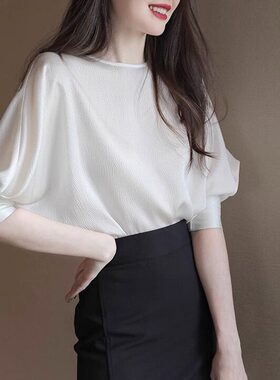 轻奢夏装新款宽松显瘦气质白色衬衫女时尚洋派百搭半身裙两件式套