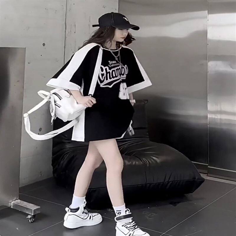 短袖t恤女宽松中长款大版体恤
