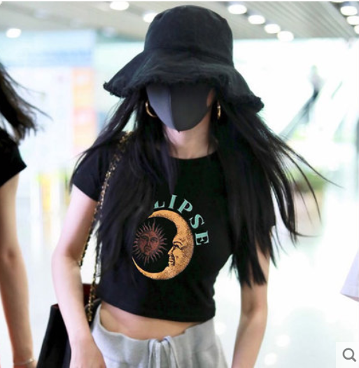 网红潮牌明星同款露脐上衣网红t