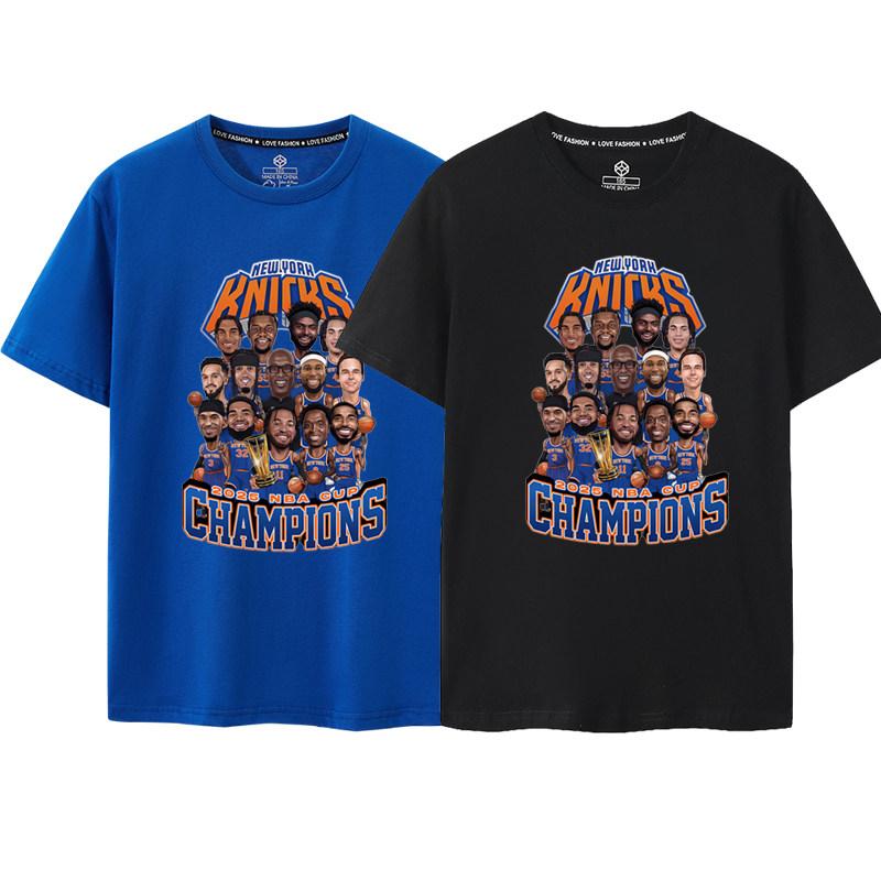 2026短袖T恤布伦森同款衣服印花纽约尼克斯夺冠纪念衣服篮球男款
