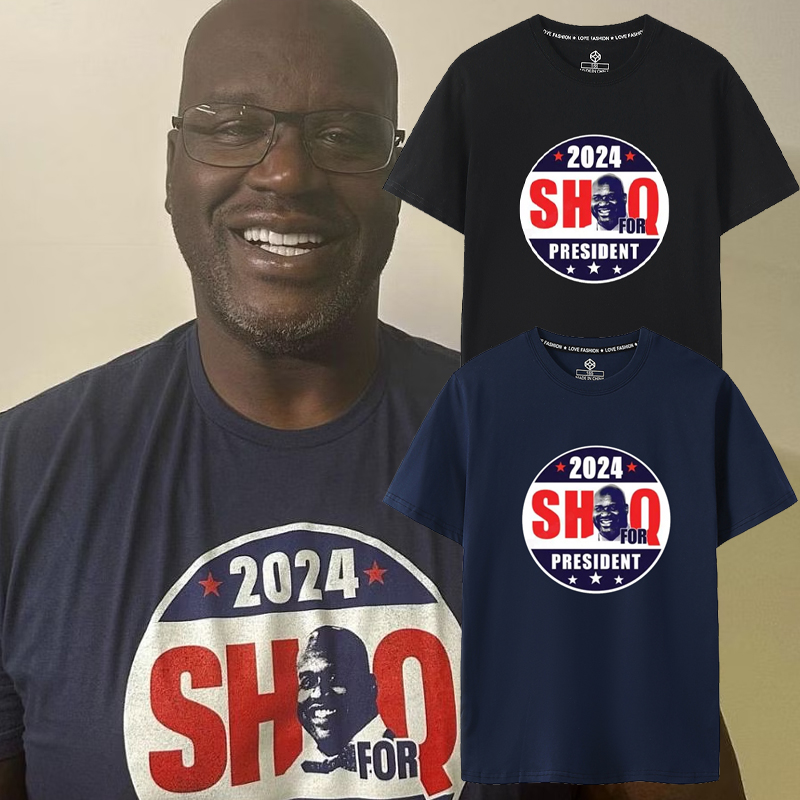 奥尼尔同款T恤竞选美国总统恶搞2024恶搞SHAQ FOR PRESIDENT衣服