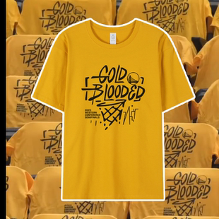 2023季后赛次轮勇士主场对湖人金色海洋血统短袖T恤GOLD BLOODED