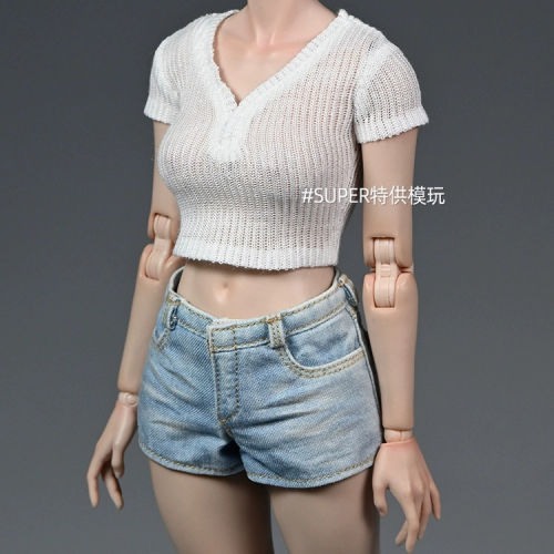 1:6比例女兵人偶竖条纹薄款微透上衣打底衫12寸可动服装模型at201