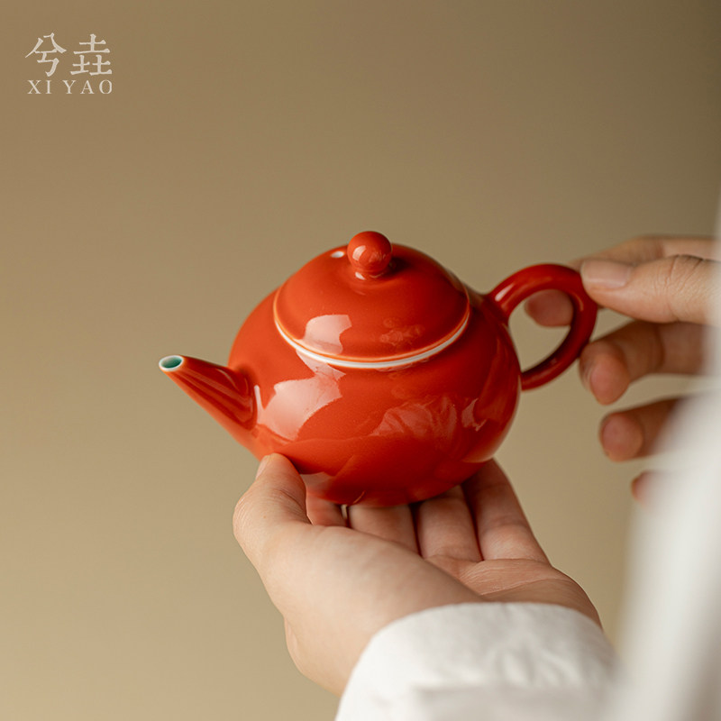 德化瓷彩绘球孔过滤水平壶