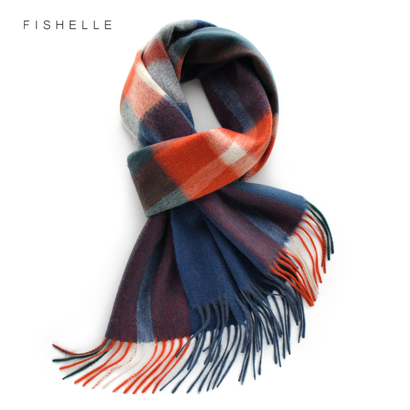 英伦红蓝格子流苏山羊绒围巾男女秋冬保暖围脖生日礼物新年礼盒装