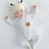 新生婴儿连体衣纯棉春秋初生宝宝和尚服长袖 蝴蝶哈衣偏襟护肚四季