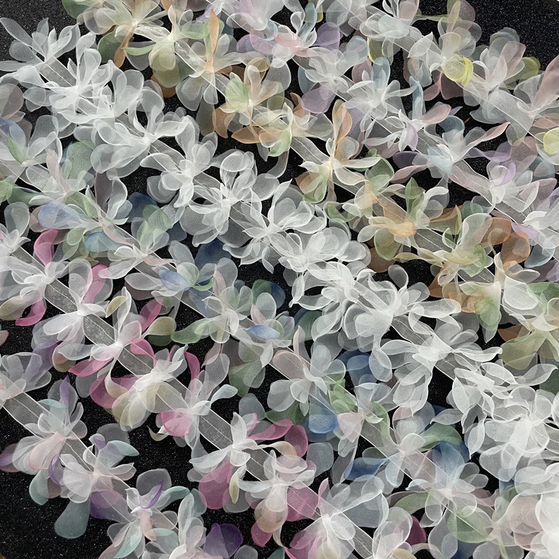 蛋糕摆件婚庆欧根纱渐变花朵diy