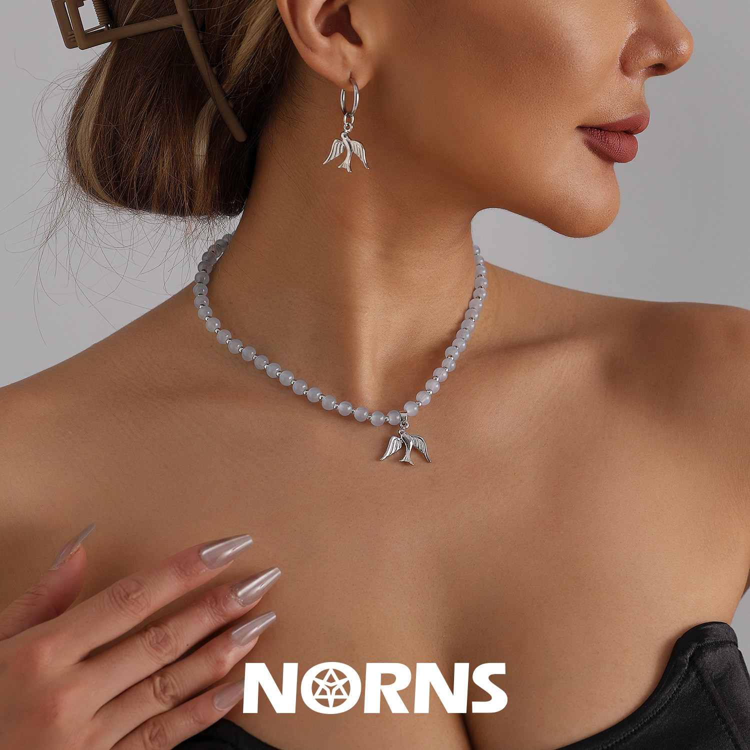Norns欧美简约飞鸟吊坠串珠项链小众设计感necklace套装耳饰耳环,饰品/流行首饰/时尚饰品新,项链,淘宝优惠券,粉丝福利购,淘宝优惠卷