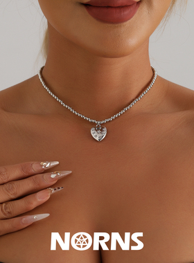 Norns欧美北欧冷淡未来感镶嵌五星爱心吊坠锁骨链简约串珠项链