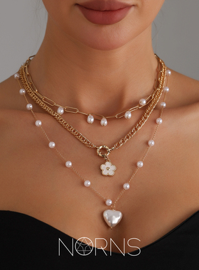 小清新仿珍珠串链爱心吊坠