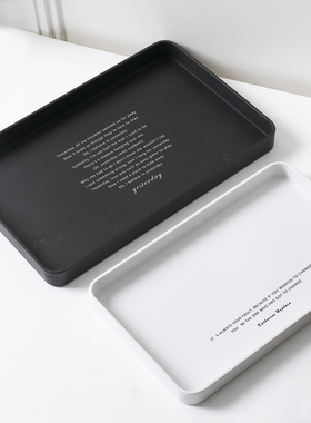 长方形托盘北欧字母仿瓷密胺水杯子收纳盘大号家用客厅ins塑料盘