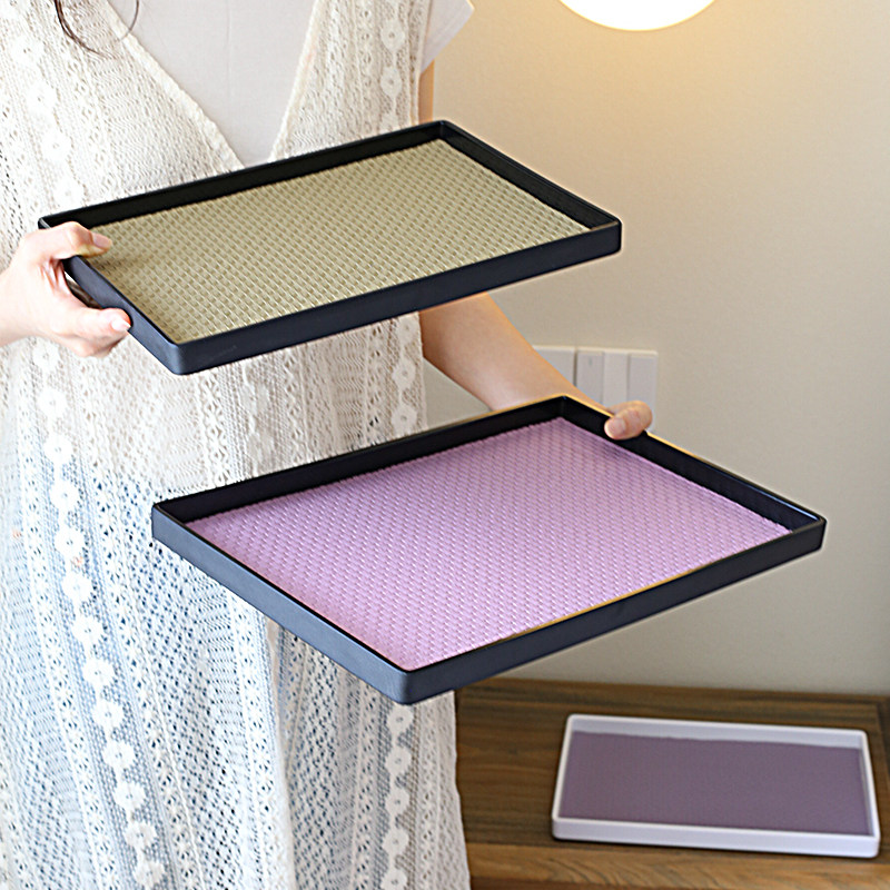 【花月】手工皮质托盘长方形轻奢家用收纳卧室水杯香薰首饰钥匙盘